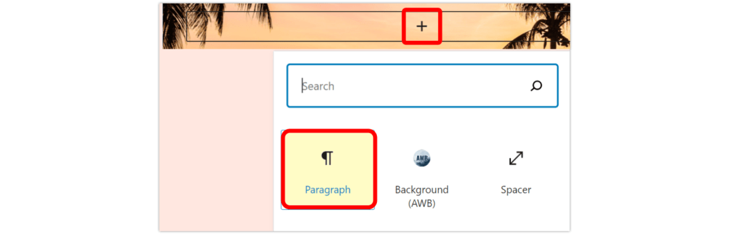 Adding paragraph to image background block
