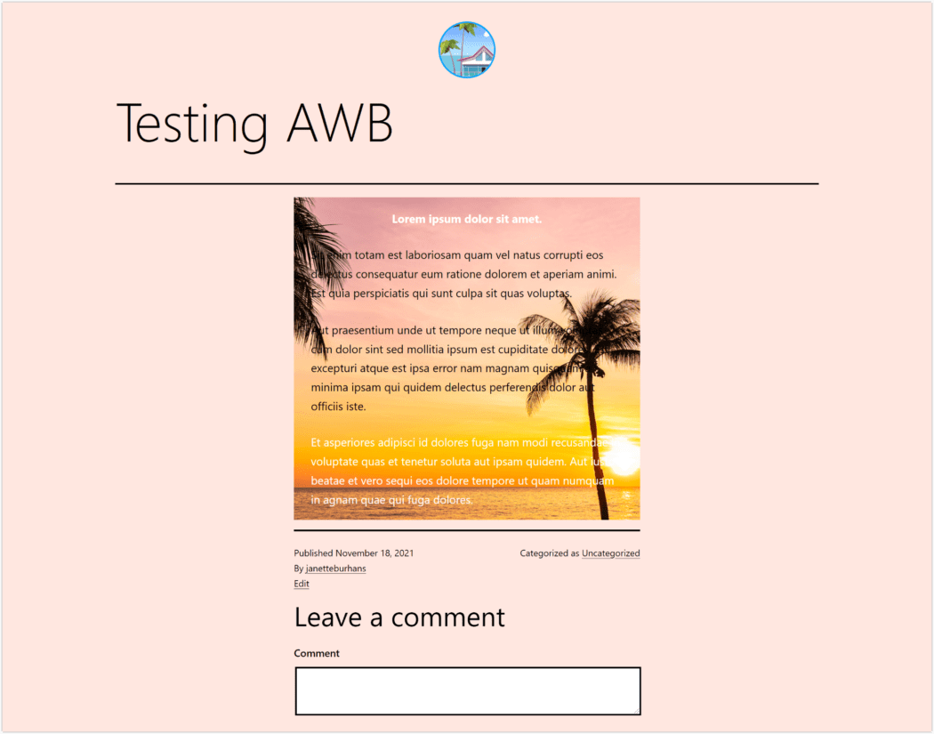 Post with background image using AWB plugin