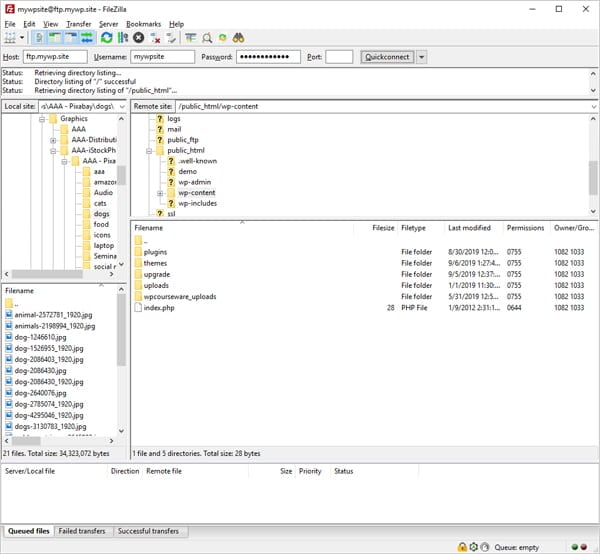 Screenshot of FTP successful connection.