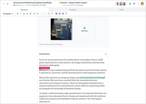 Screenshot of the GatherContent interface