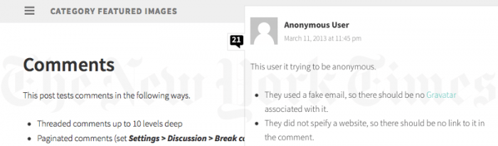 Screengrab of the slideout comments