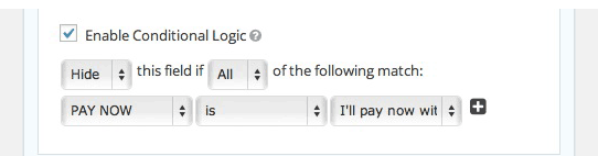 Conditional logic settings.