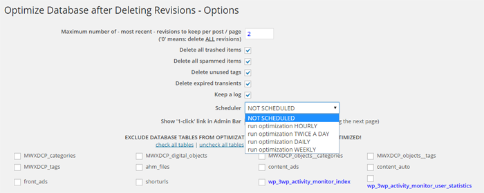 Optimize Database after Deleting Revisions
