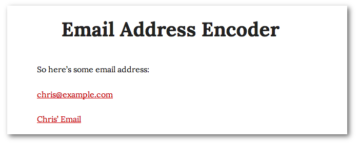 Screenshot of two email address that appear normal despite being encoded