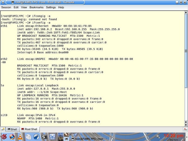 The ifconfig -a in terminal, on a mac OS