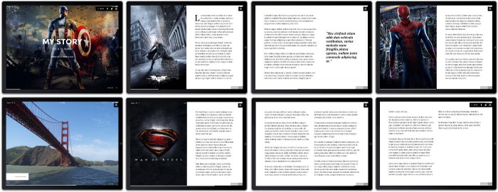 Composite image of the pages created by Stroyform on a tablet