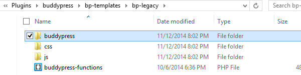 "bp-legacy" folder in the BuddyPress Plugin