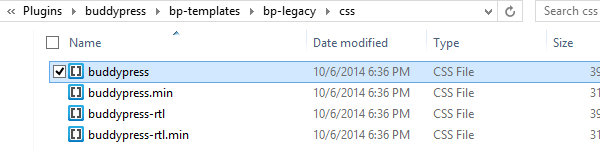 The BuddyPress css file located under bp-templates > bp-legacy > css