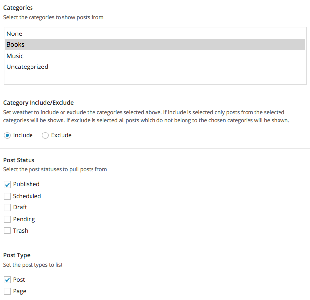 Template options for our page