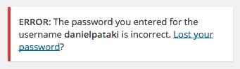 Incorrect password notice