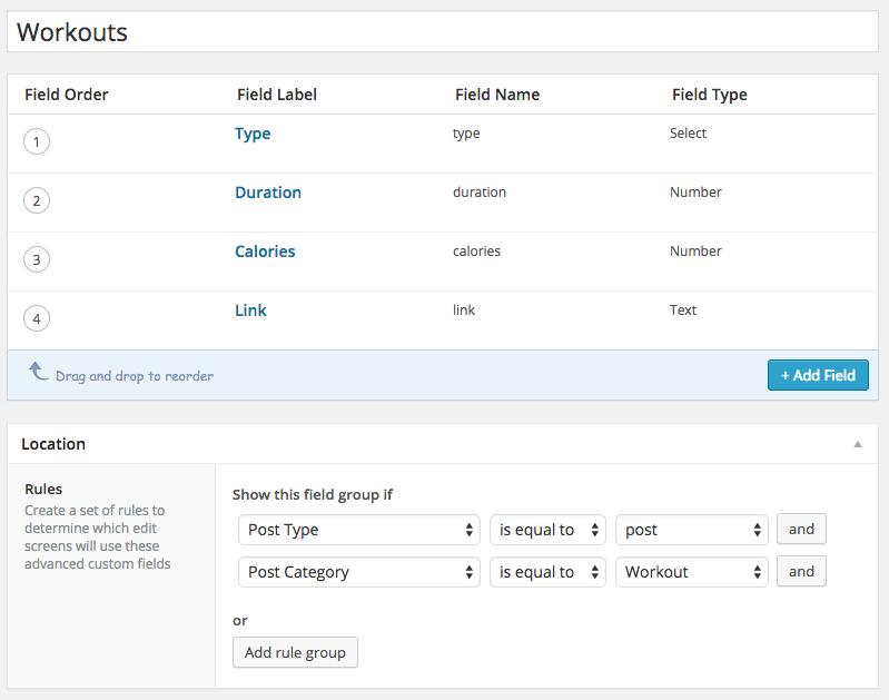 Custom Workout Fields