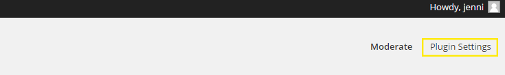 The plugin settings tab on the top, right corner of the plugin's dashboard page.