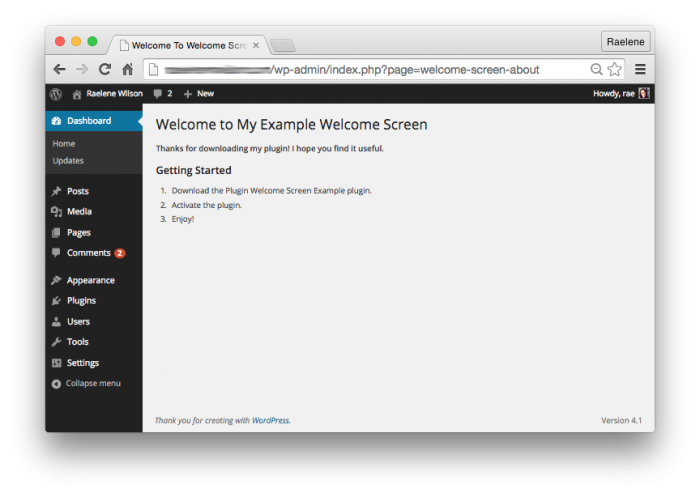 Welcome screen.