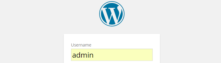 "Admin" has been entered into the username field in the login form on the wp-login.php page.