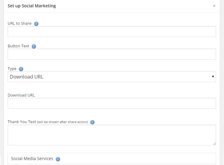 A segment of the settings when creating an ad with the social marketing plugin.