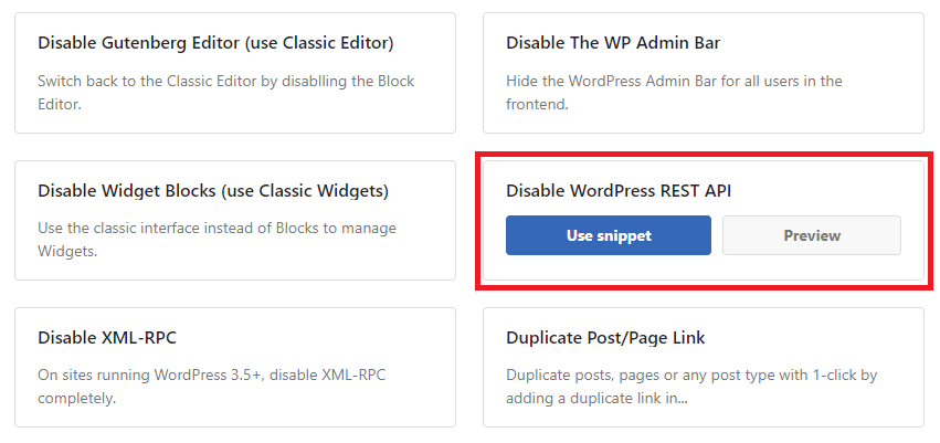 Disable WordPress REST API snippet