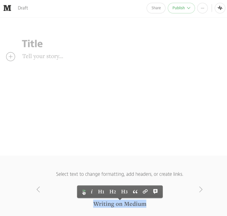 Medium editor interface