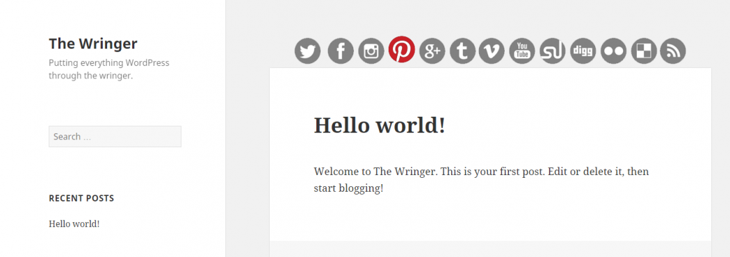Finished social media icons in the default TwentyFifteen theme.