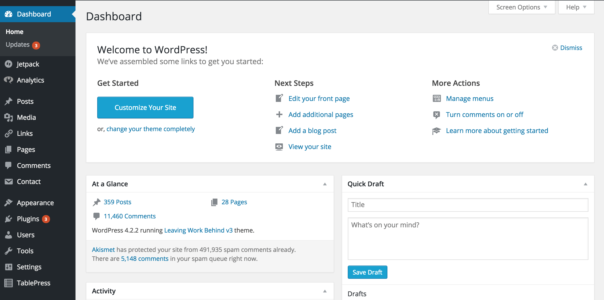 WordPress Dashboard