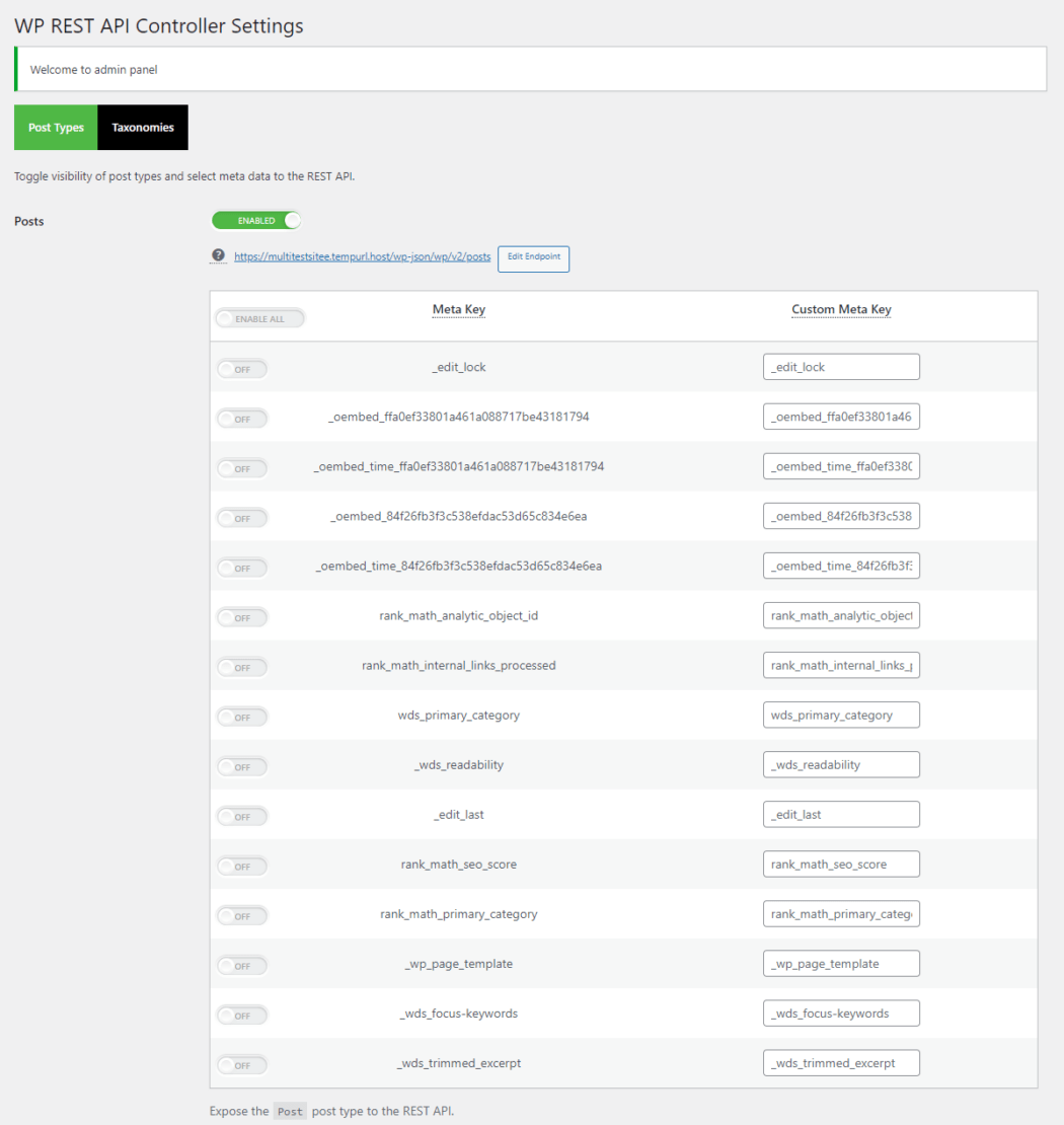 WP REST API Controller plugin