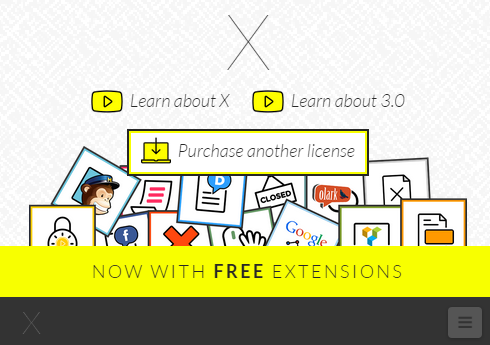 The X theme featured on Theme Forest with neon yellow sections and highlights.
