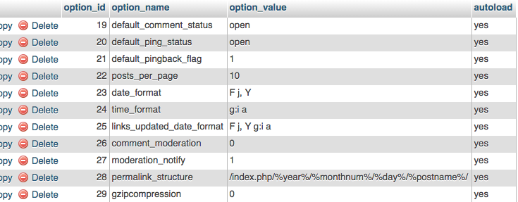WordPress Options
