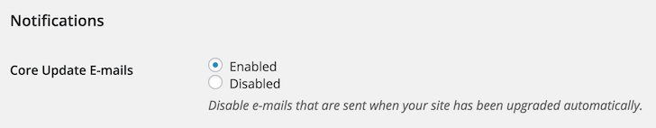 Set core email update notifications