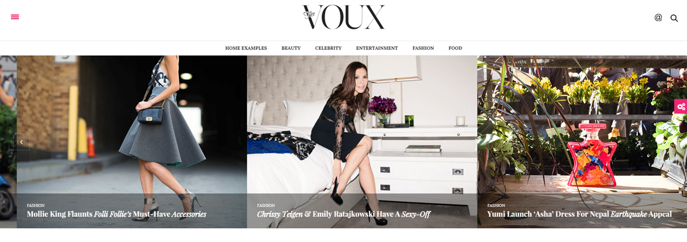 The Voux theme's slider.