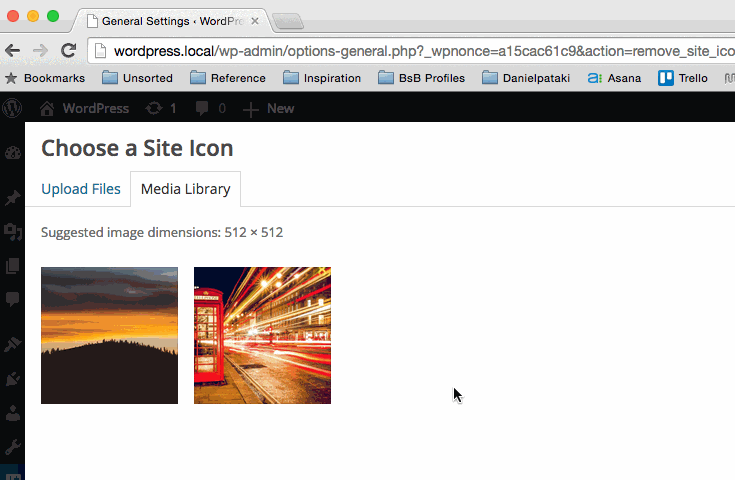 Setting the site icon in WordPress