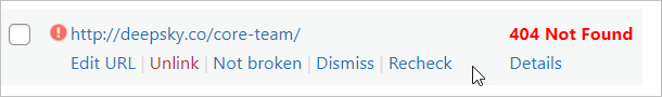Broken Link Checker - Inline Menu