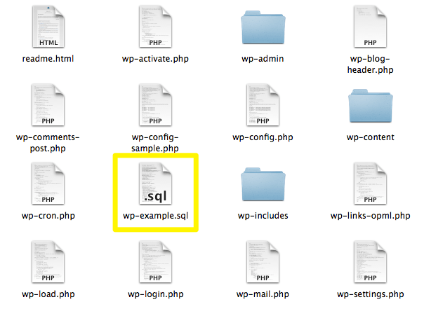 Exported database
