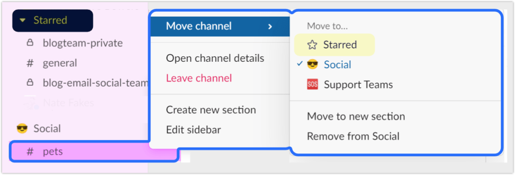 Star chats and channels