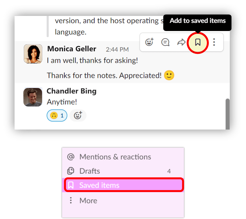 Saved items