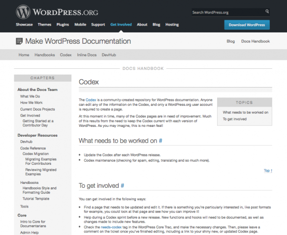 The page on contributing to the Codex at WordPress.org
