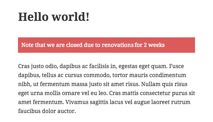 Our shortcode on the front-end with some added CSS.