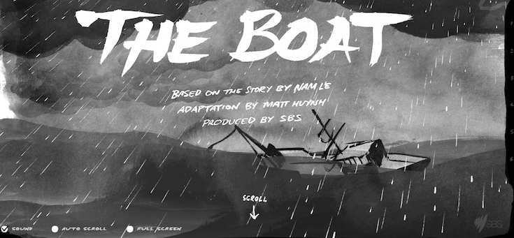 The story "The Boat," keeps visitors literally asking "what's next?" through compelling images and immersive text and textual cues.