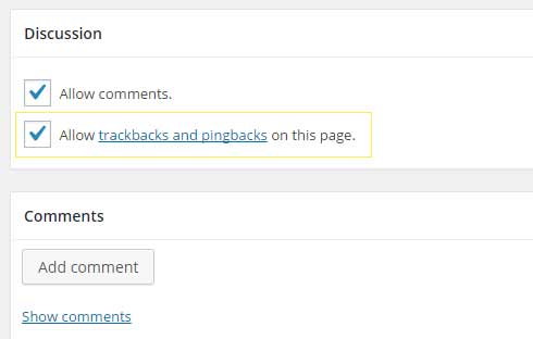 The "allow pingbacks" option in the post editor.