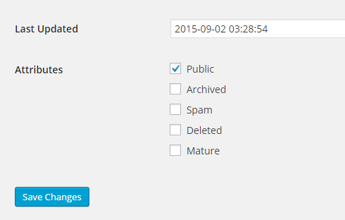 The attributes on the "Edit Site" page.