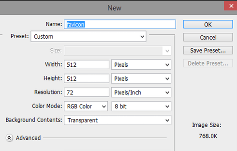 Canvas settings to create a favicon