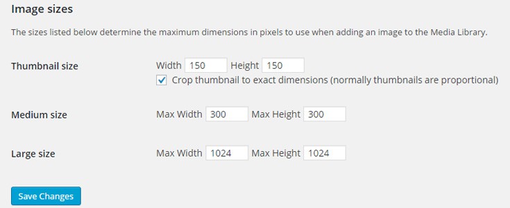 Images sizes under Settings > Media.