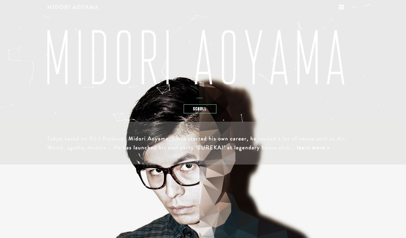 DJ Midori Aoyama pops with bright shades of blues and greens are you scroll.