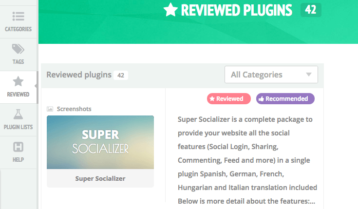 Reviewed plugins page
