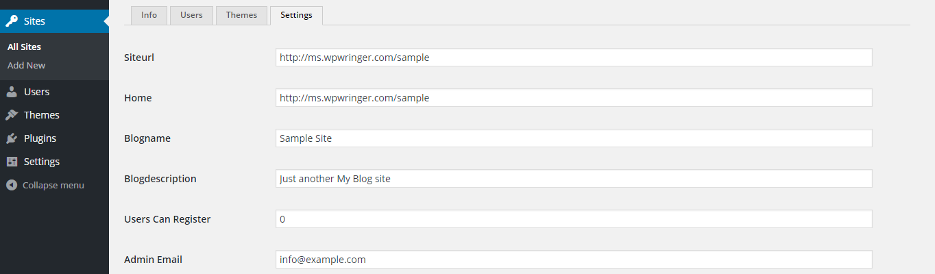 The settings tab.