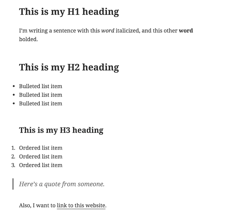 Markdown published on WordPress.