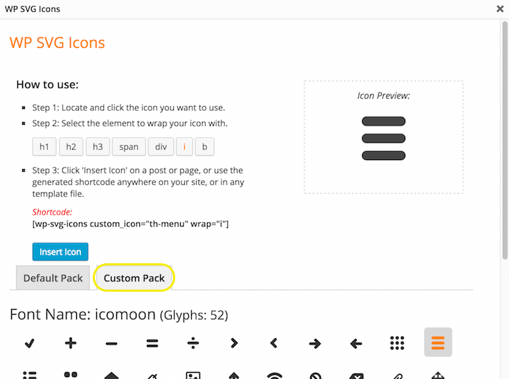WP SVG Icons custom pack