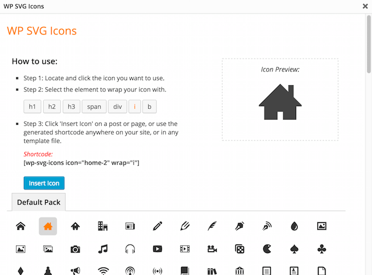 WP SVG Icons screen