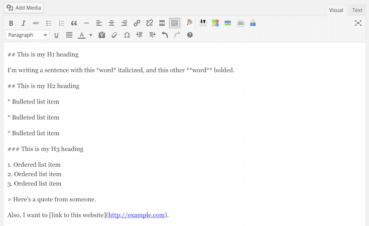 The WordPress Markdown Visual Editor.
