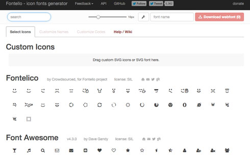 Fontello – an icon fonts generator.