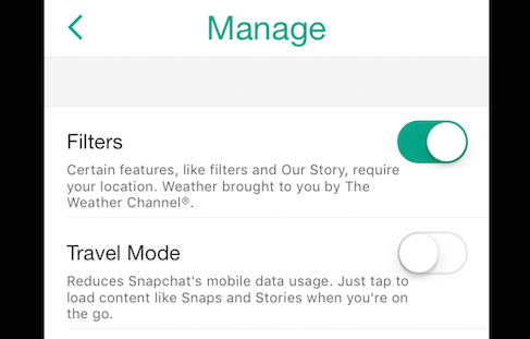Enabling Filters will give your Snaps a personal touch.