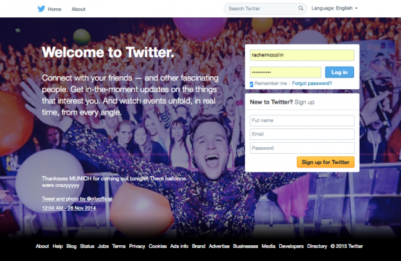 Twitter home page
